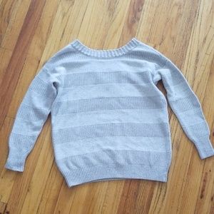 BCBG Taupe Knit Deep V Back Sweater XS